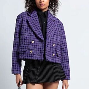 Sandro Simona Purple Tweed Double-Breasted Blazer 38/M/6